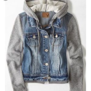 American Eagle denim hoodie jacket